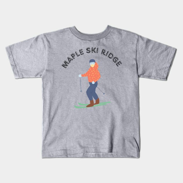 Skiing in Maple Ski Ridge Kids T-Shirt by baha2010